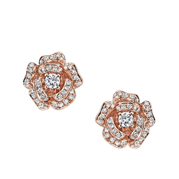 DIAMOND ROSE FLOWER STUDS