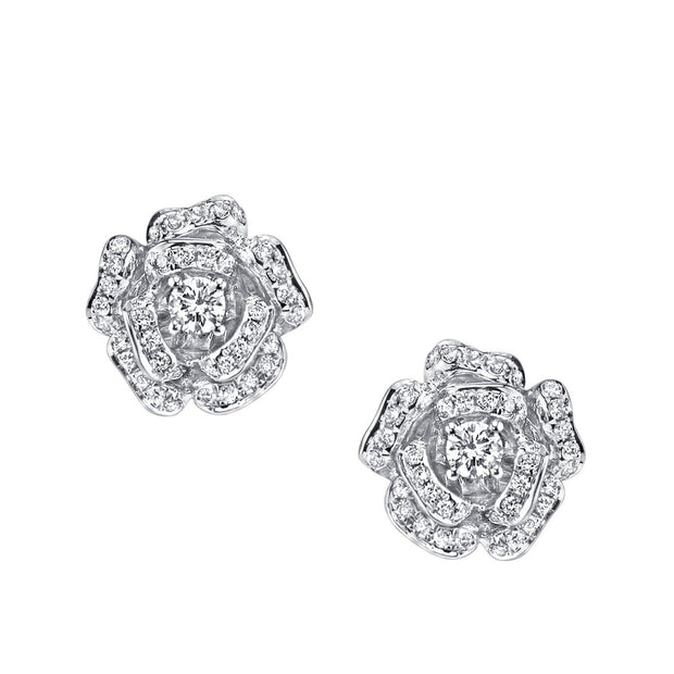 DIAMOND ROSE FLOWER STUDS