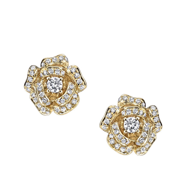 DIAMOND ROSE FLOWER STUDS