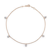 FIVE STONE HEART SHAPED DIAMOND ANKLET