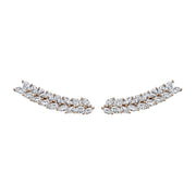 DOUBLE ROW MARQUISE  DIAMOND FLOATING EARRINGS