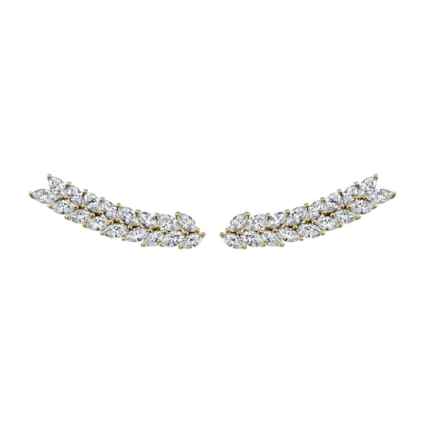 DOUBLE ROW MARQUISE  DIAMOND FLOATING EARRINGS