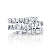 THREE ROW BAGUETTE DIAMOND PINKY COIL RING
