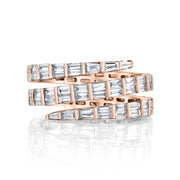 THREE ROW BAGUETTE DIAMOND COIL RING