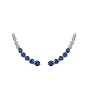 FLOATING DIAMOND AND BLUE SAPPHIRE EARRING