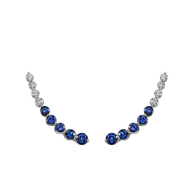 FLOATING DIAMOND AND BLUE SAPPHIRE EARRING