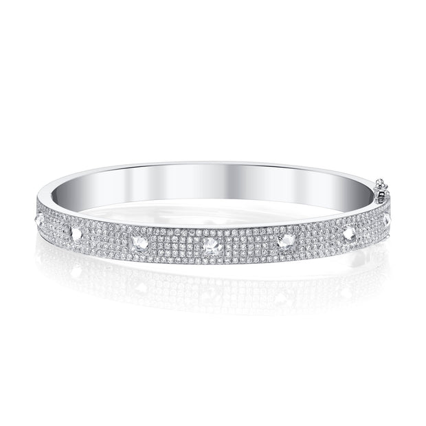 PAVE DIAMOND INVERTED PRINCESS CUT OVAL BRACELET