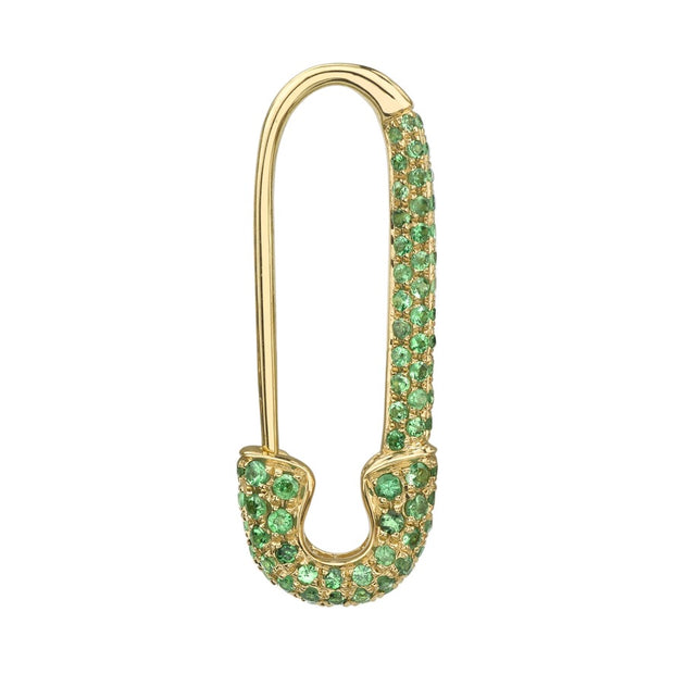 TSAVORITE SAFETY PIN EARRING