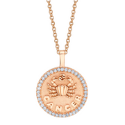 CANCER ZODIAC COIN PENDANT WITH DIAMOND FRAME