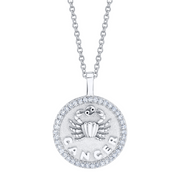 CANCER ZODIAC COIN PENDANT WITH DIAMOND FRAME