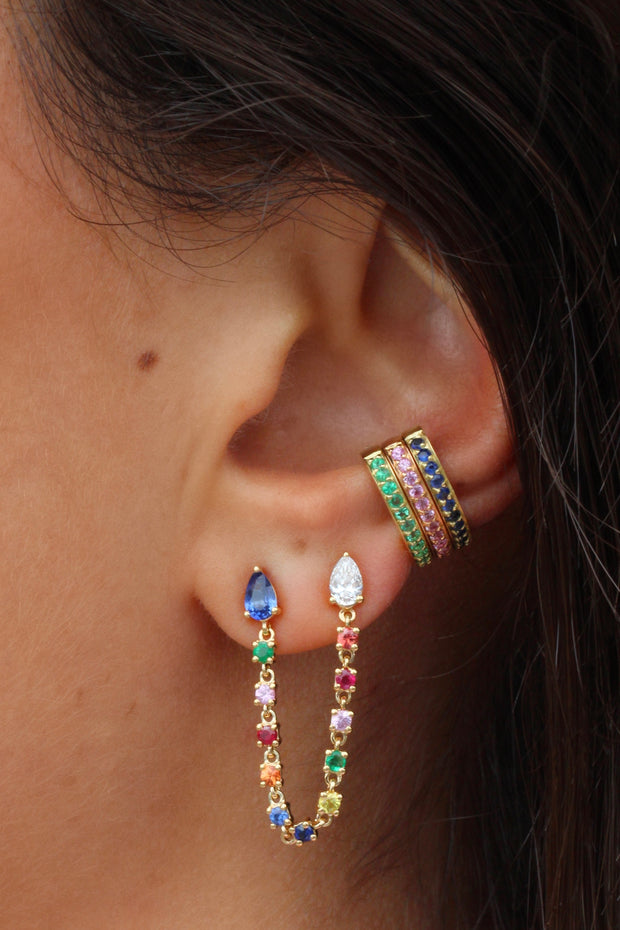 SINGLE ROW EMERALD EAR CUFF