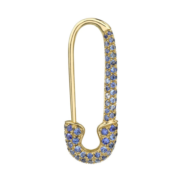 BLUE SAPPHIRE SAFETY PIN EARRING
