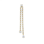 SINGLE DOUBLE DRAPED DIAMOND ROPE EARRING WITH ROUND AND PEAR DIAMOND DROPS