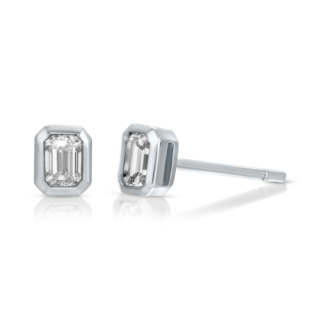 【VINTAGE HOLLYWOOD】Silver Bezel Emerald Cut Earrings WG_70ab8619-c1a5-4dc2-95b5-