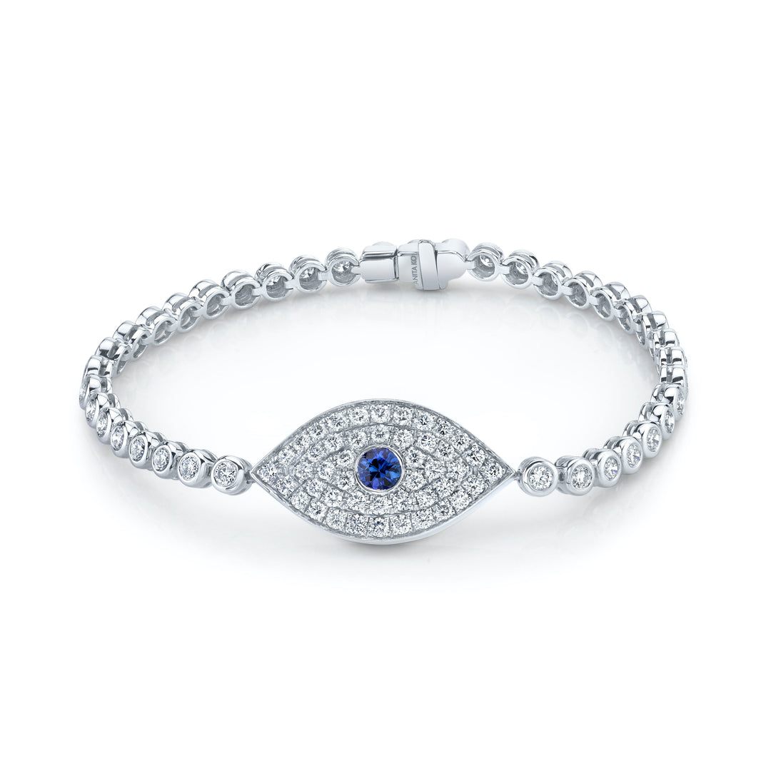 Cubahop Bracciale Evil Eye Doppio Strato A Graffetta | Lega Metallica | Regolabile | Gioiello Amicizia Per Donna E Ragazza (Argento)