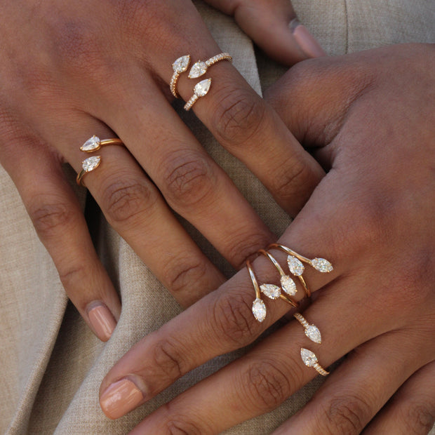 TWO STONE DIAMOND CLAW RING