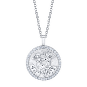 GEMINI ZODIAC COIN PENDANT WITH DIAMOND FRAME