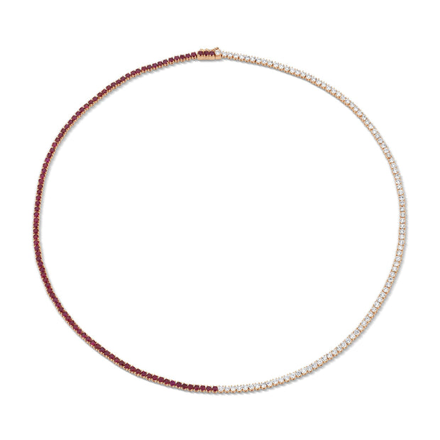 DIAMOND AND RUBY HEPBURN CHOKER 16