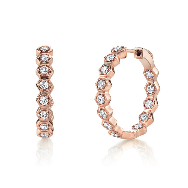 MEDIUM DIAMOND HONEYCOMB HOOPS