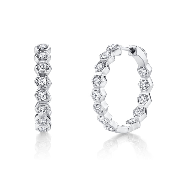 MEDIUM DIAMOND HONEYCOMB HOOPS