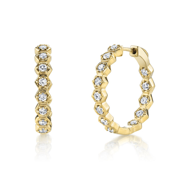 MEDIUM DIAMOND HONEYCOMB HOOPS