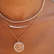 LIBRA ZODIAC COIN PENDANT WITH DIAMOND FRAME