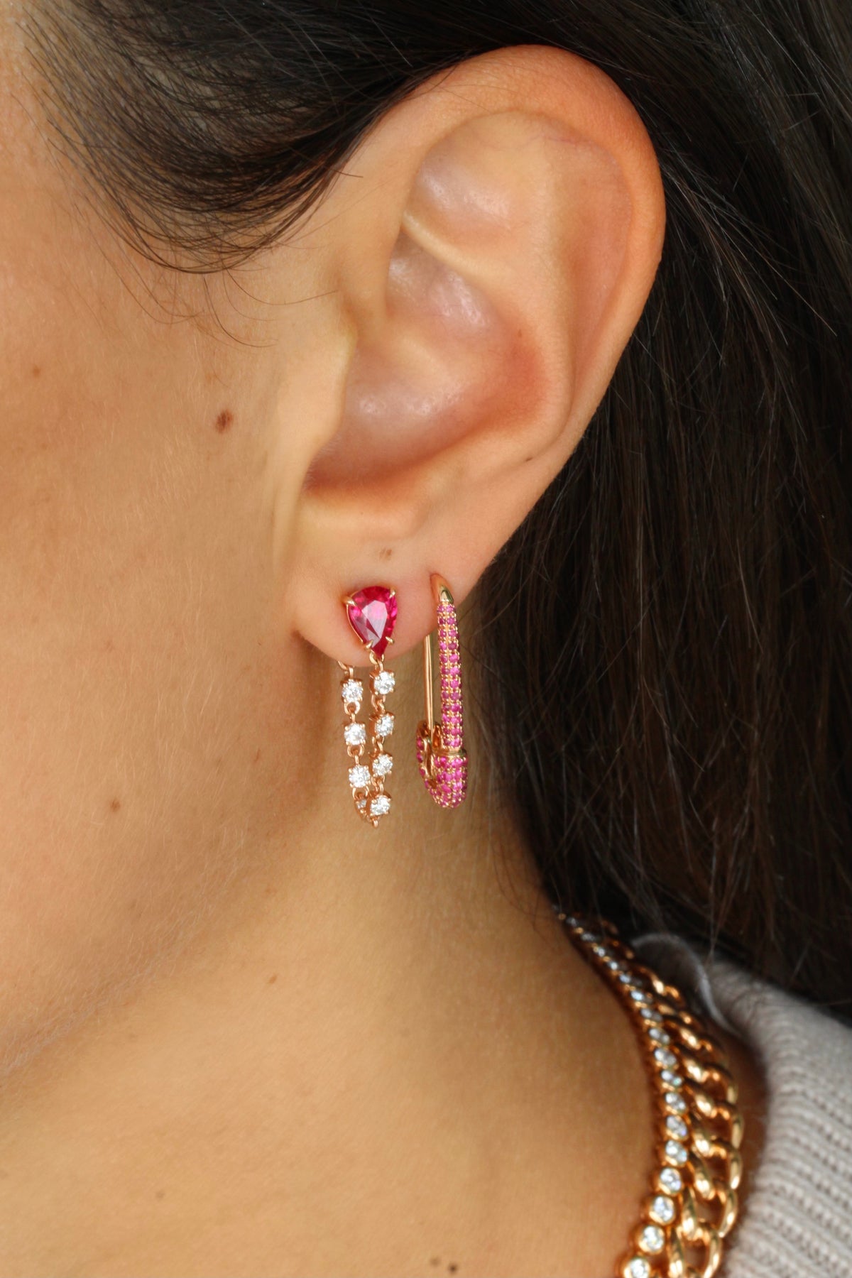 Ruby Earring Loop RUBY PEAR LOOP EARRING – Anita Ko