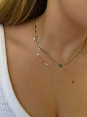 TRIPLE DIAMOND INITIAL NECKLACE