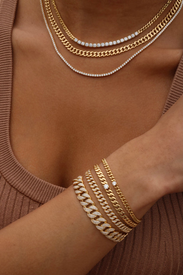 CUBAN LINK AND SHORT LINE DIAMOND NECKLACE