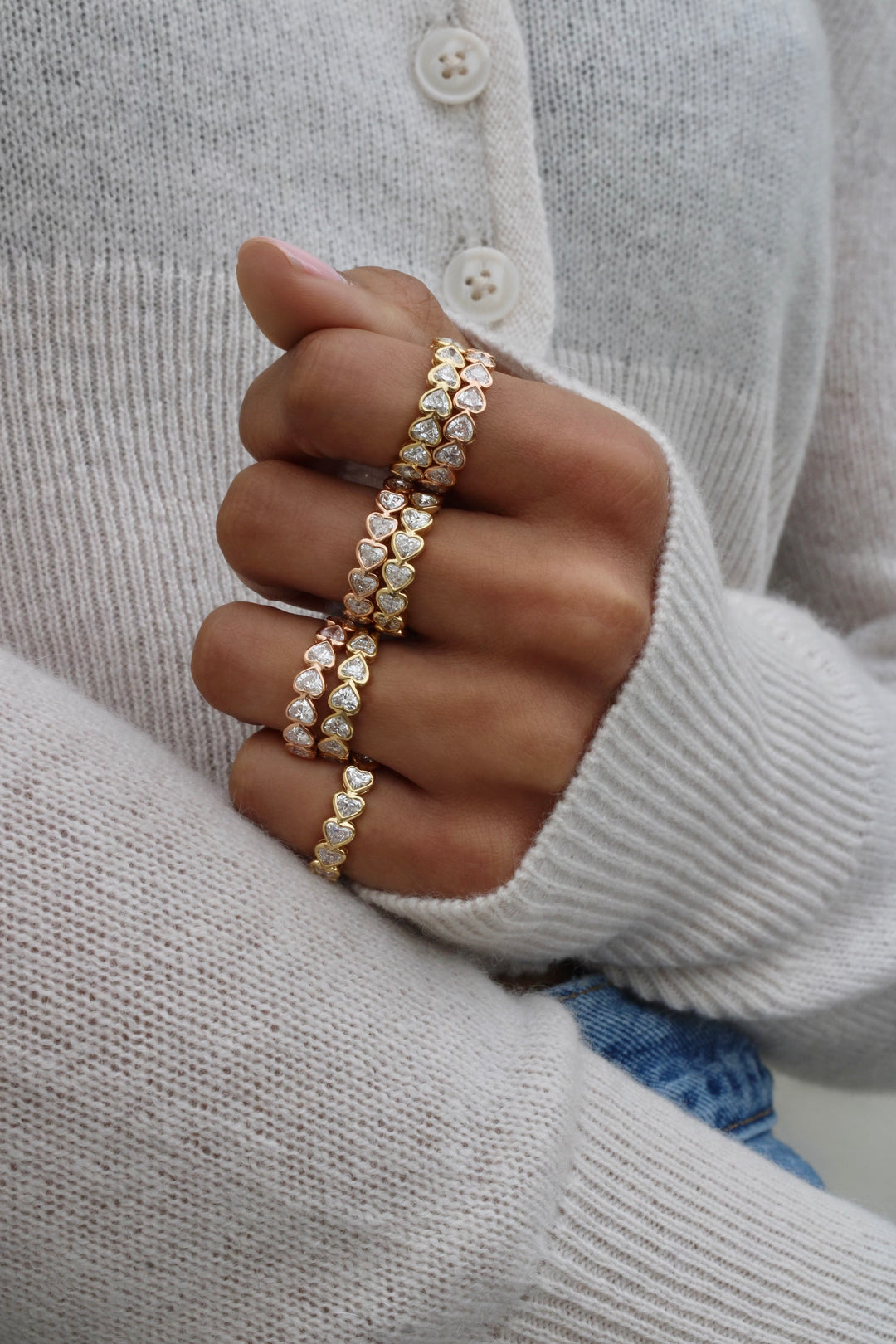 BEZELED HEART DIAMOND DEMI ETERNITY BAND – Anita Ko BEZELED HEART DIAMOND DEMI ETERNITY BAND – Anita Ko