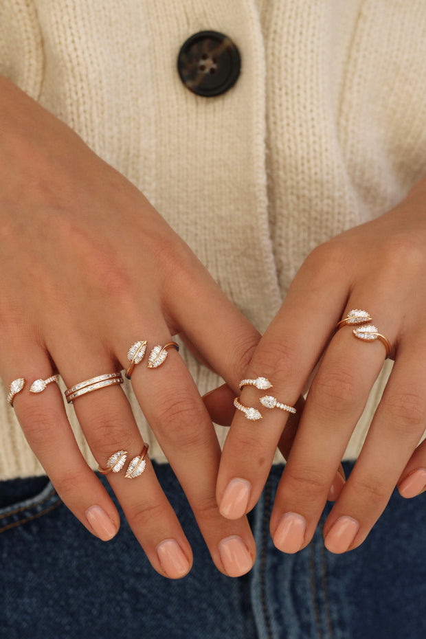 SMALL PALM LEAF DIAMOND RING