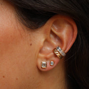 EMERALD CUT BEZEL DIAMOND STUDS
