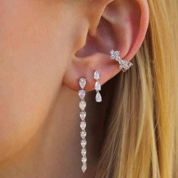 THREE PEAR DIAMOND DOT STUDS