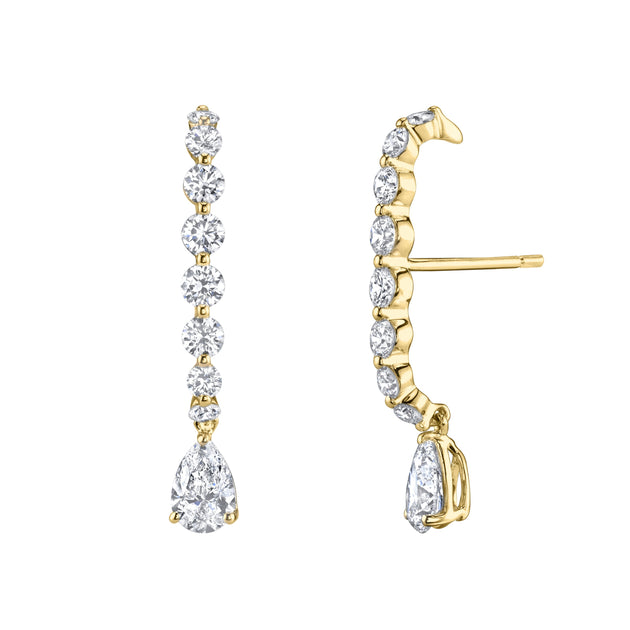 anita ko LARGE DIAMOND LOBE CUFF WITH PEAR DIAMOND DROP