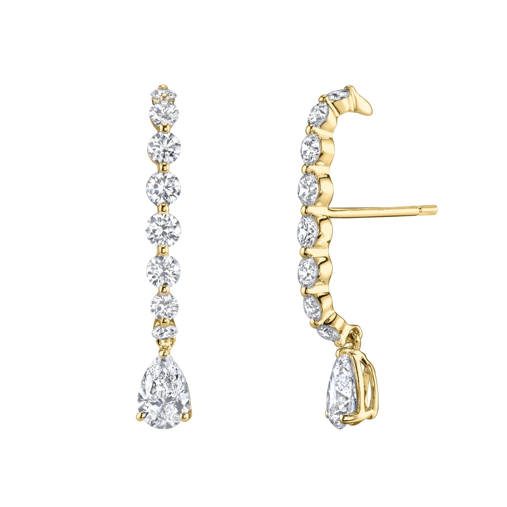  LARGE DIAMOND LOBE CUFF WITH PEAR DIAMOND DROP