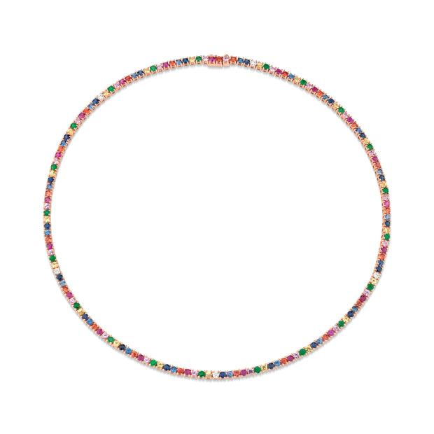 MULTI-COLORED DIAMOND AND GEMSTONE HEPBURN NECKLACE