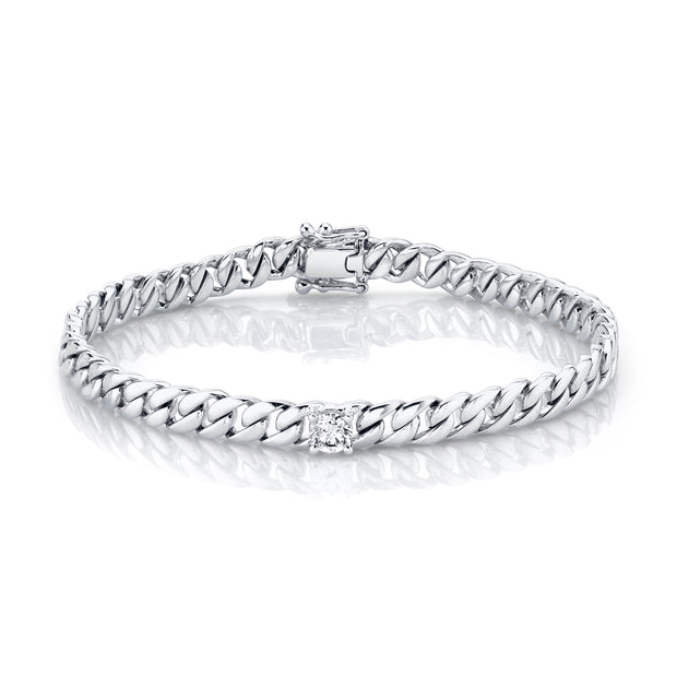 MEDIUM CUBAN LINK BRACELET WITH ROUND DIAMOND CENTER