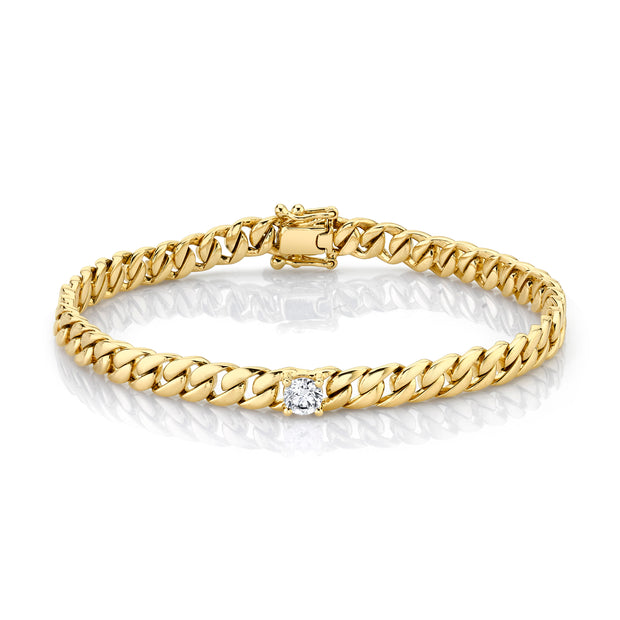 MEDIUM CUBAN LINK BRACELET WITH ROUND DIAMOND CENTER