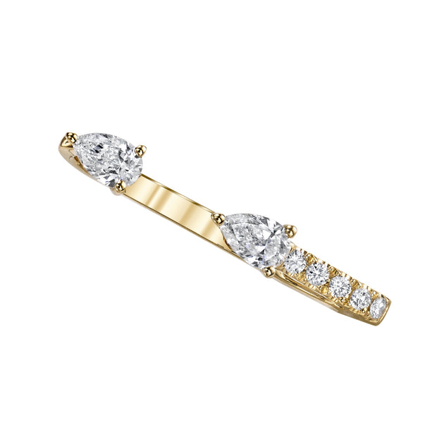 PAVE AND DOUBLE PEAR DIAMOND LOBE HUGGIE