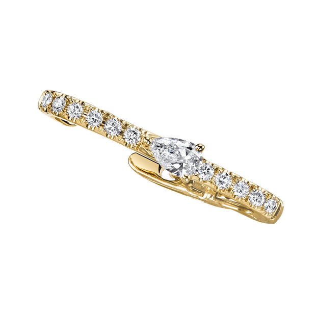 PAVE LOBE HUGGIE WITH PEAR DIAMOND CENTER