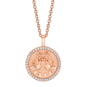 PISCES ZODIAC COIN PENDANT WITH DIAMOND FRAME