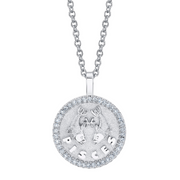 PISCES ZODIAC COIN PENDANT WITH DIAMOND FRAME