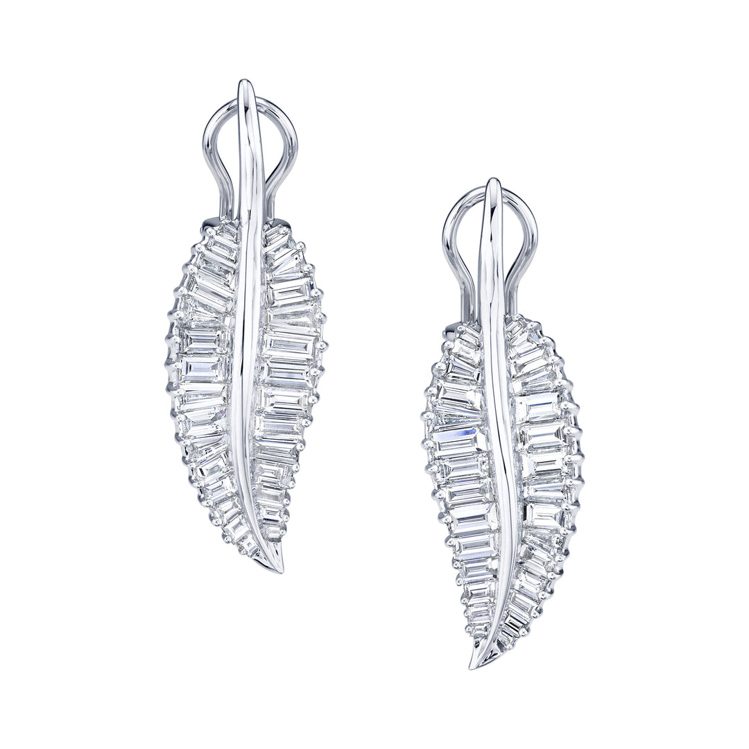 Large Palm Leaf Drop Earrings White Gold at Anita Ko
