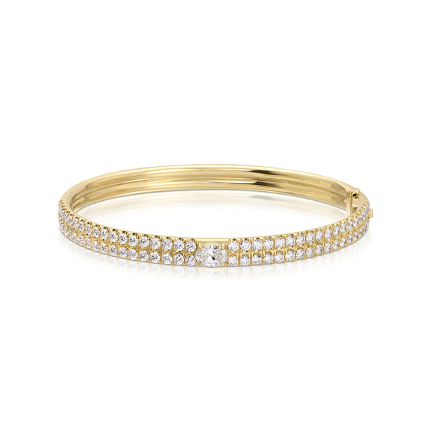 PAVE GIA BANGLE WITH OVAL DIAMOND CENTER