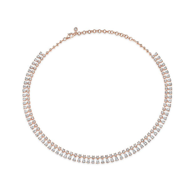 ROUND AND PEAR DIAMOND SHAKER NECKLACE