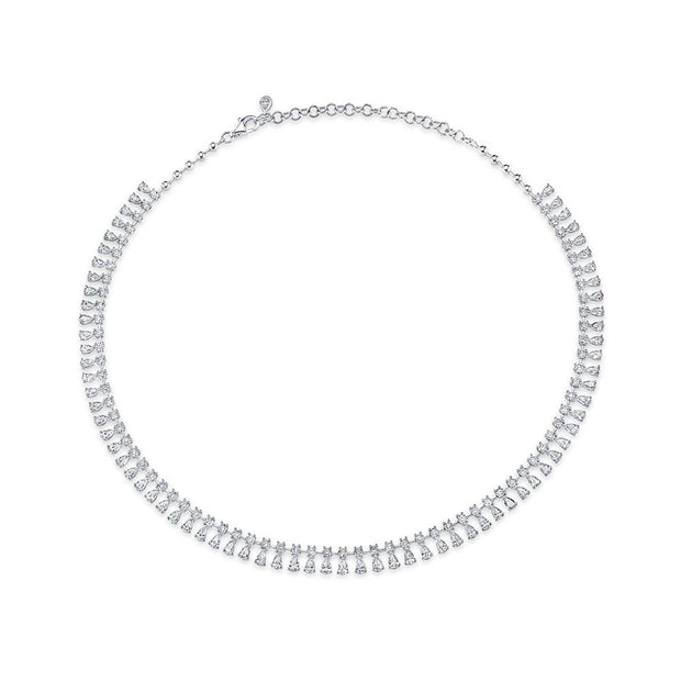 ROUND AND PEAR DIAMOND SHAKER NECKLACE