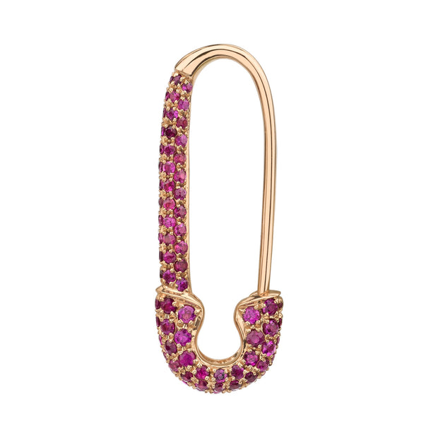 RUBY SAFETY PIN EARRING