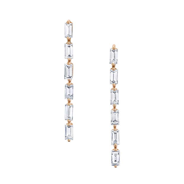 SHORT BAGUETTE DIAMOND DROP EARRINGS