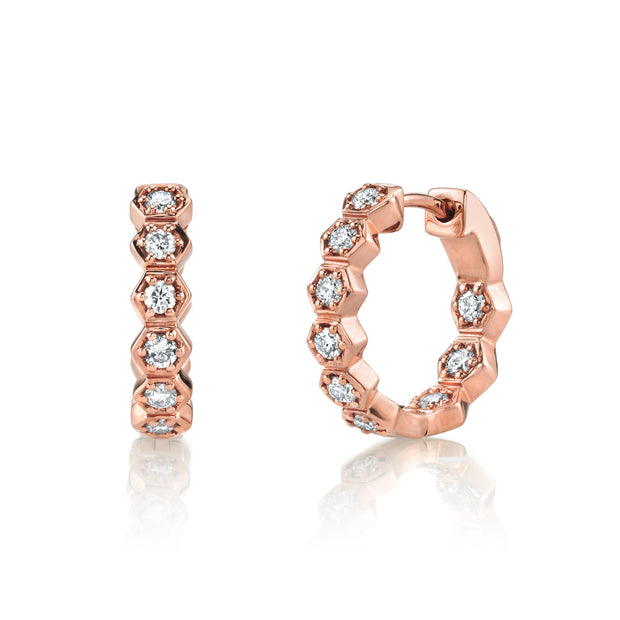 SMALL DIAMOND HONEYCOMB HOOPS