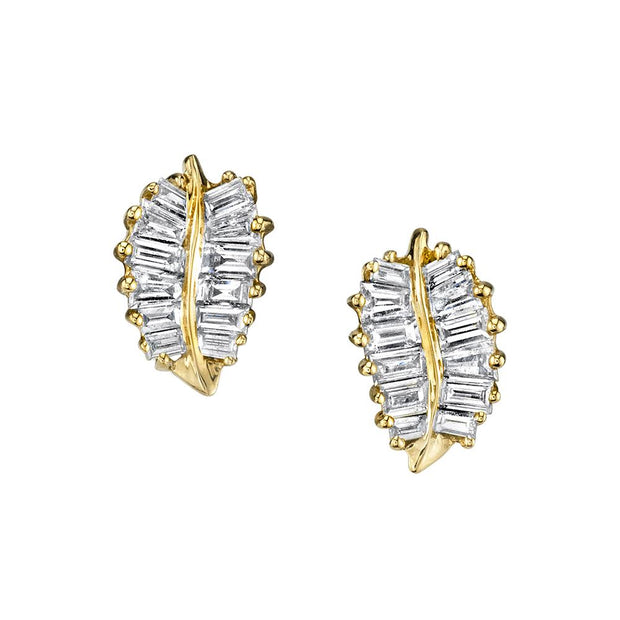 SMALL DIAMOND PALM LEAF STUDS